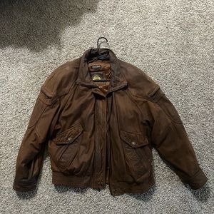 Adventure Bound brown leather jacket size large